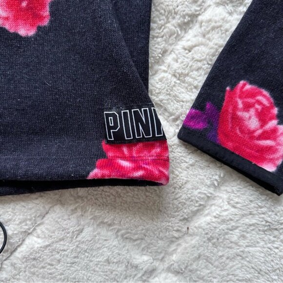 Victoria's Secret PINK | Black & Red Flower Crop Hoodie | Size Small - Picture 5 of 9